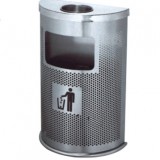 半圓靠墻式不銹鋼果皮箱