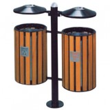 社區(qū)雙桶鋼木分類垃圾箱