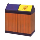 戶外推蓋鋼木分類垃圾箱