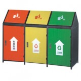屋形三分類鋼制垃圾箱
