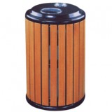 圓形立式鋼木垃圾桶