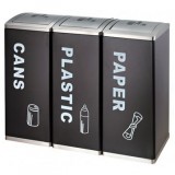 三聯(lián)翻蓋烤漆鐵皮垃圾桶