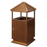 中式古塔形鋼木垃圾桶