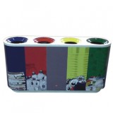 四筒室內(nèi)彩色不銹鋼四分類垃圾桶