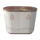 電鍍搖擺帶蓋不銹鋼分類垃圾桶