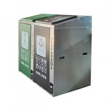 戶外大號腳踏式不銹鋼分類垃圾箱