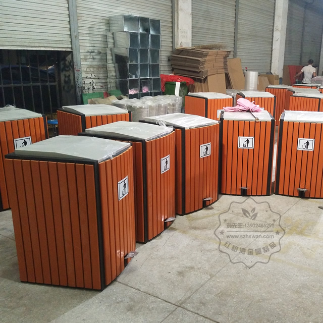 腳踏式鋼木垃圾桶圖片003