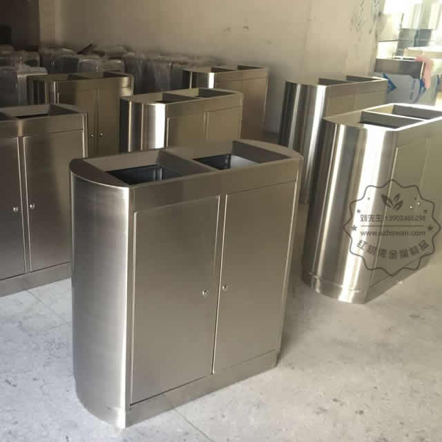 室內機場雙筒不銹鋼分類垃圾箱圖片003