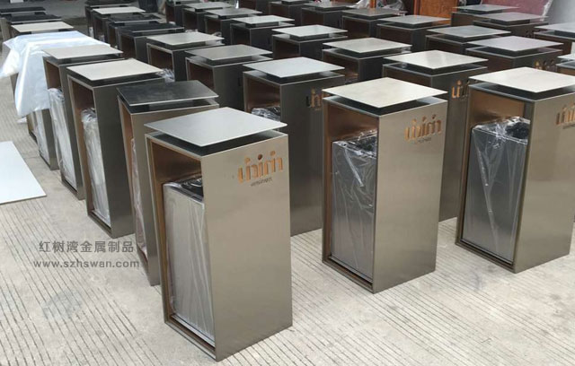 高檔室內酒店不銹鋼垃圾桶圖片