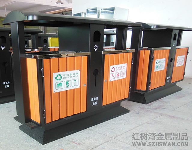 公園鋼木垃圾桶 公園鋼木垃圾桶
