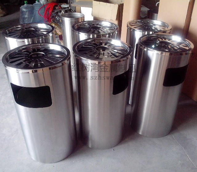 圓柱形室內不銹鋼垃圾桶圖片
