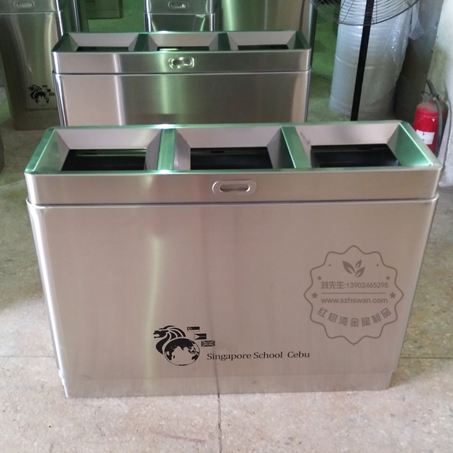 高檔室內不銹鋼分類垃圾桶圖片002