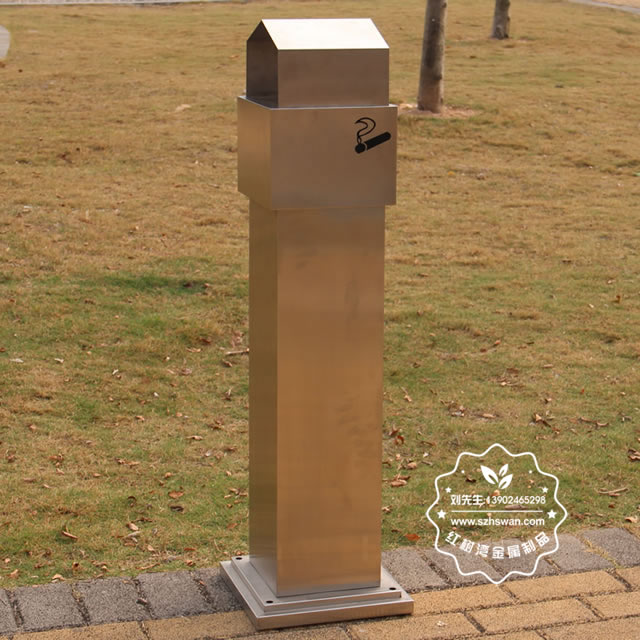 室外方形不銹鋼煙蒂柱圖片003