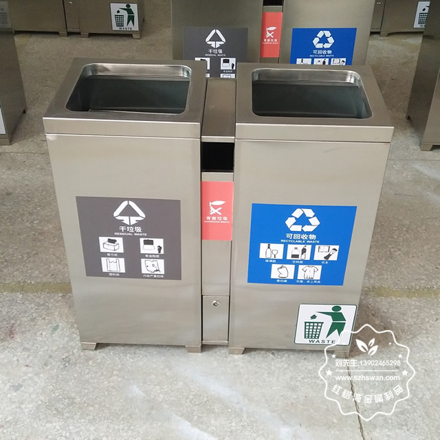 室內(nèi)304不銹鋼兩分類垃圾桶圖片01