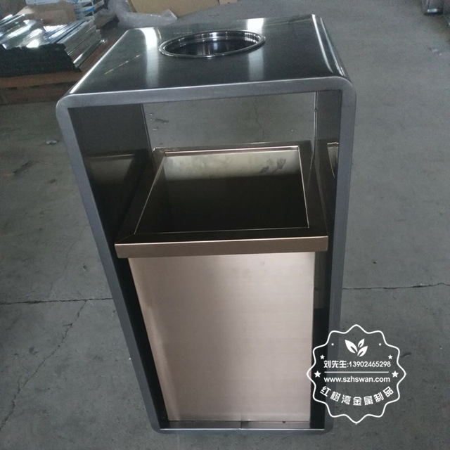 室內電梯口方形鋼制果皮箱圖片04