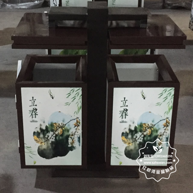 公園戶外鋼制二分類垃圾箱圖片03