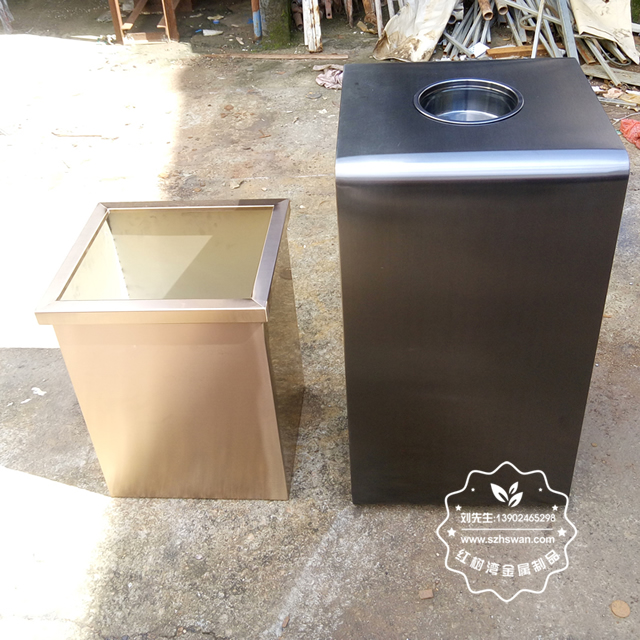 室內電梯口方形鋼制果皮箱圖片06