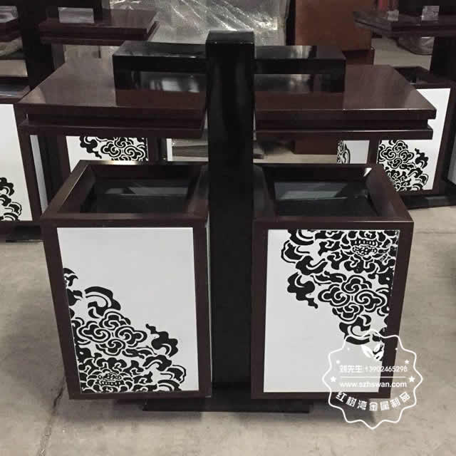 公園戶外鋼制二分類垃圾箱圖片05