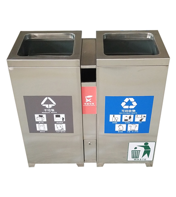 室內(nèi)304不銹鋼兩分類垃圾桶主圖