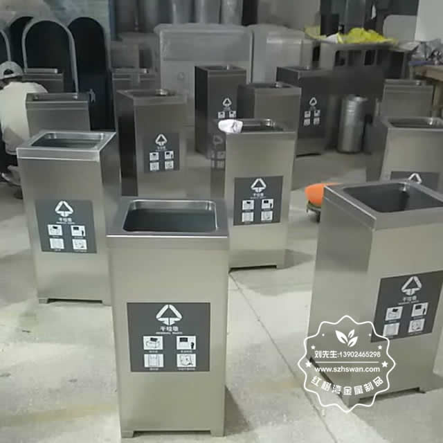 室內(nèi)立式干垃圾不銹鋼垃圾桶圖片02
