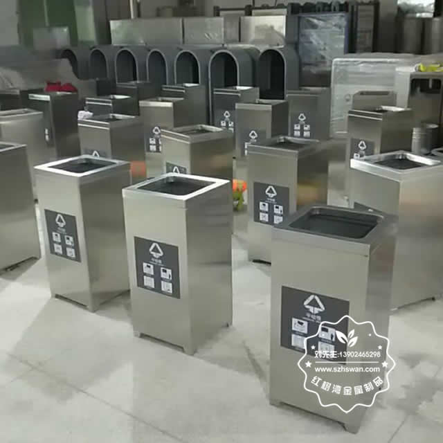 室內(nèi)立式干垃圾不銹鋼垃圾桶圖片03