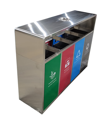 四色分類果皮不銹鋼垃圾箱