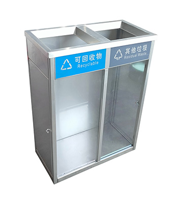 室內地鐵防爆透明不銹鋼分類垃圾桶