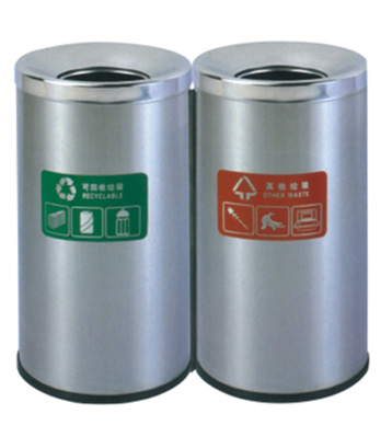 雙桶室內加厚不銹鋼兩分類垃圾桶