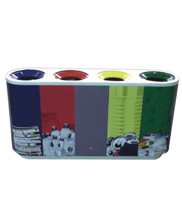 四筒室內彩色不銹鋼四分類垃圾桶