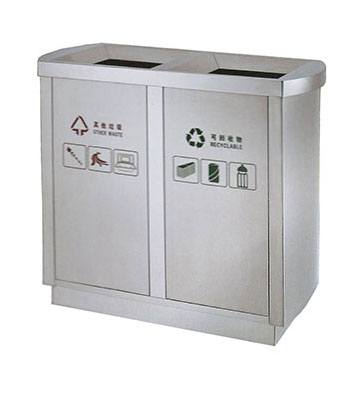 雙筒立式室內不銹鋼分類垃圾箱主圖