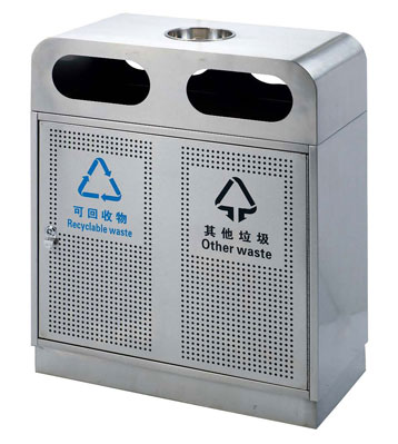 戶外不銹鋼方形分類桶