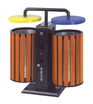 立式雙桶鋼木分類(lèi)垃圾箱