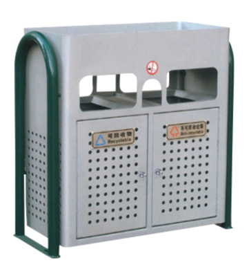 帶花盆小區(qū)分類鋼制垃圾箱