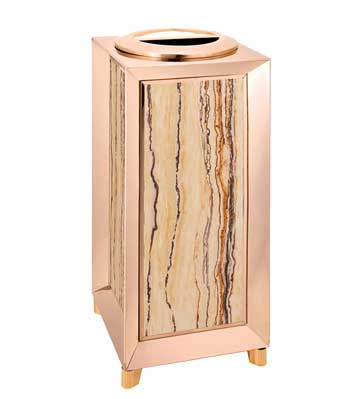 立式大理石玫瑰金垃圾桶