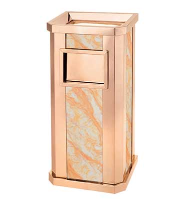 斜角大理石玫瑰金垃圾桶