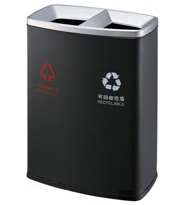 雙桶分類烤漆鐵皮垃圾桶